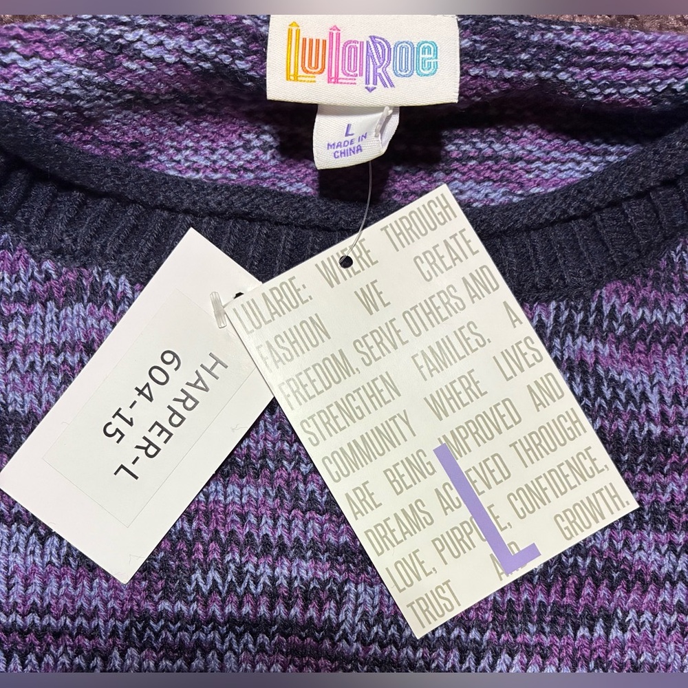 LuLaRoe Women's Marled Purple and Black Sweater - Picture 3 of 3